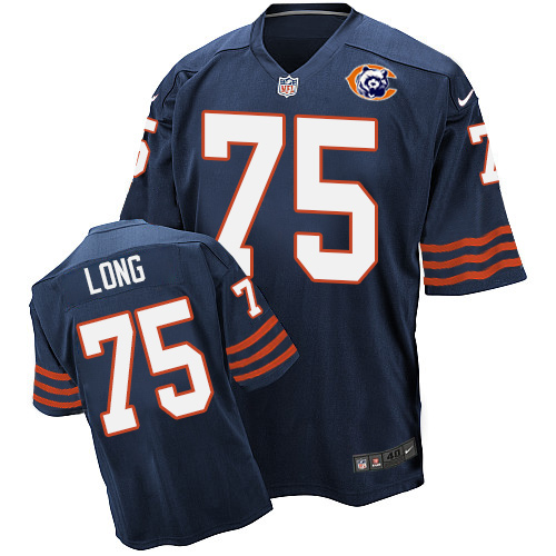 Men's Nike Chicago Bears #75 Kyle Long Elite Navy Blue Throwback NFL Jersey J4Y8